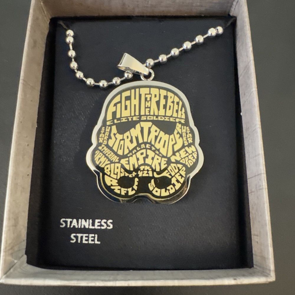 Star‎ Wars Stormtrooper Typography Necklace Stainless Steel Lucasfilm NIB